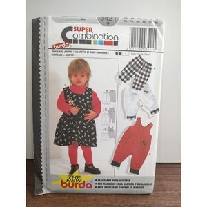 Burda Sewing Pattern Girls Pants Jumper 3421 6M 9M 12M 18M 2 and 3 Semi Fitted